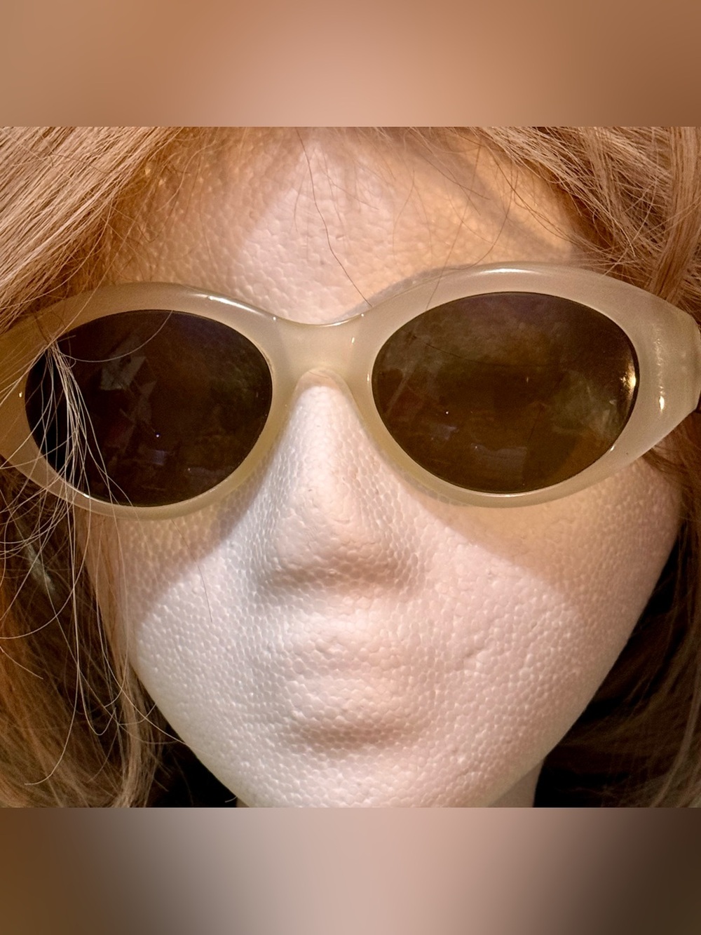Versace Translucent Cream/White Oval Sunglasses with Medium Tinted Lenses